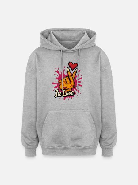 Verliebte Zombie-Hand - Oversized Unisex Hoodie - Grau meliert
