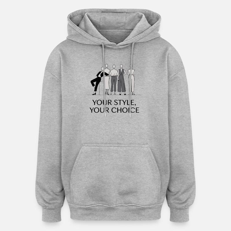 Elegantes monochromes Modeillustrationsset - Oversized Unisex Hoodie - Grau meliert