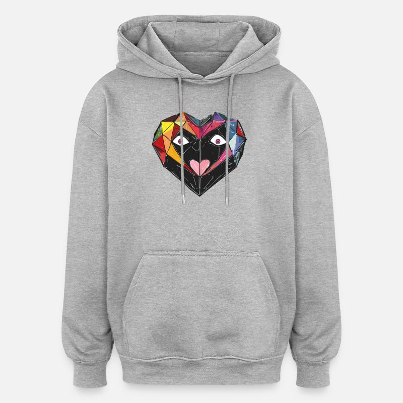 Herz_4 - Sweat à capuche oversize unisexe - gris chiné