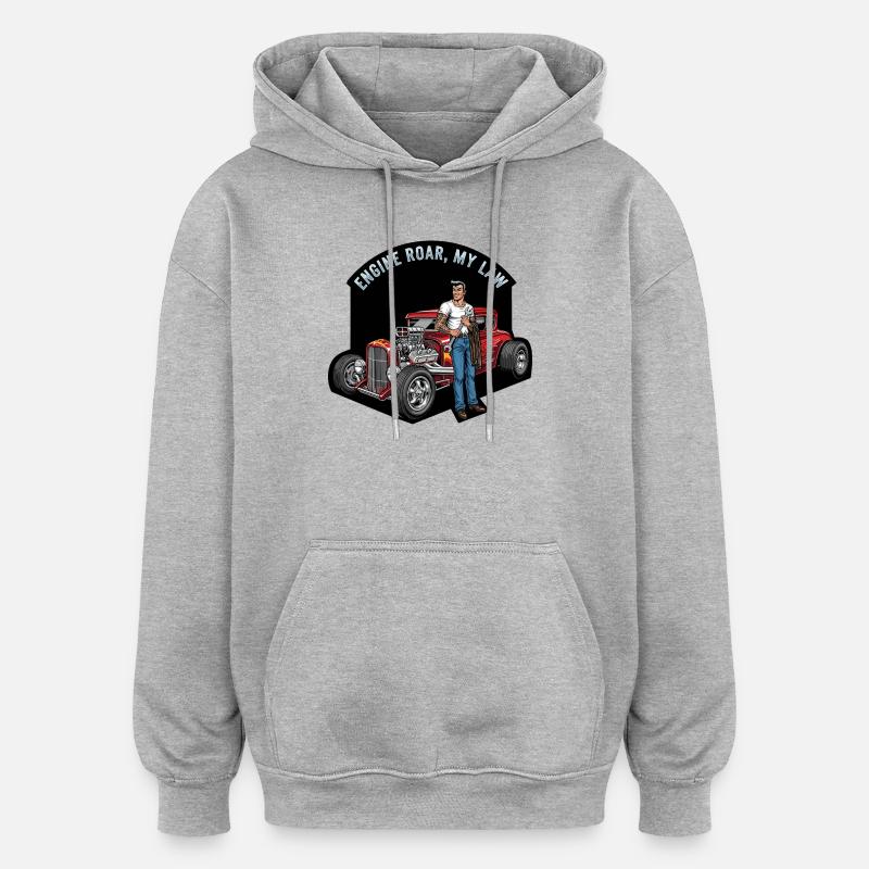 Moteur chaud et style rebelle - Sweat à capuche oversize unisexe - gris chiné