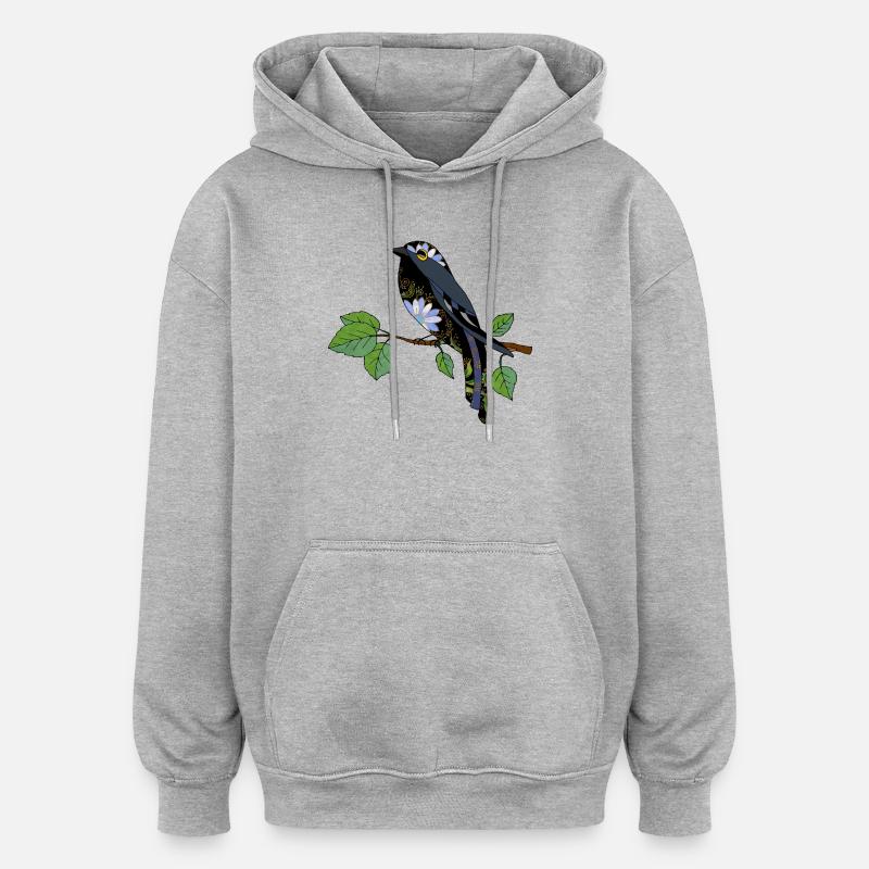 Bunter Vogel - Oversized Unisex Hoodie - Grau meliert