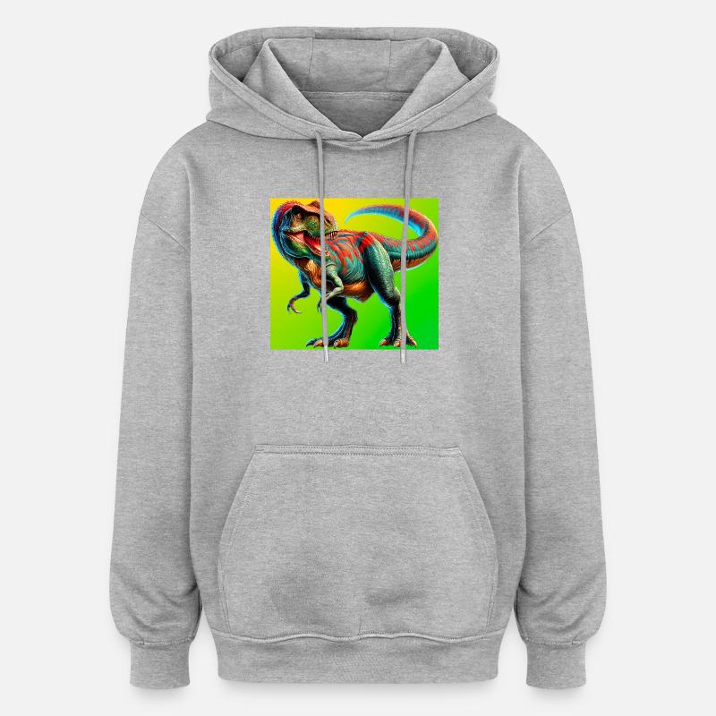 Dinosaurier - Oversized Unisex Hoodie - Grau meliert
