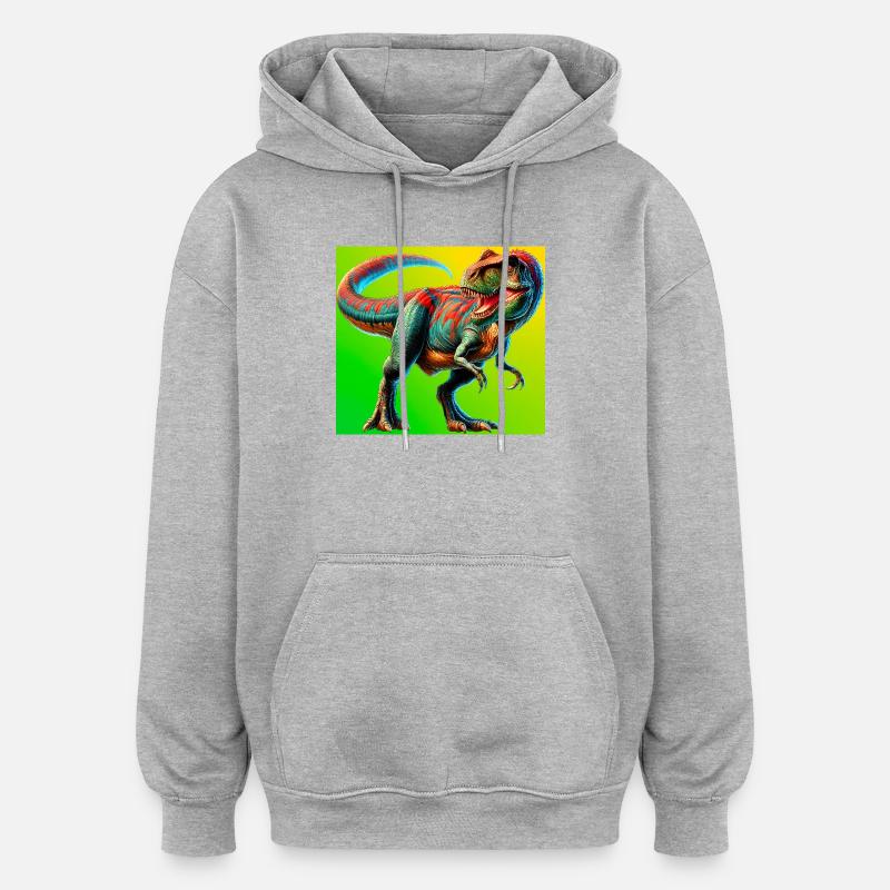 Dinosaurier - Oversized Unisex Hoodie - Grau meliert