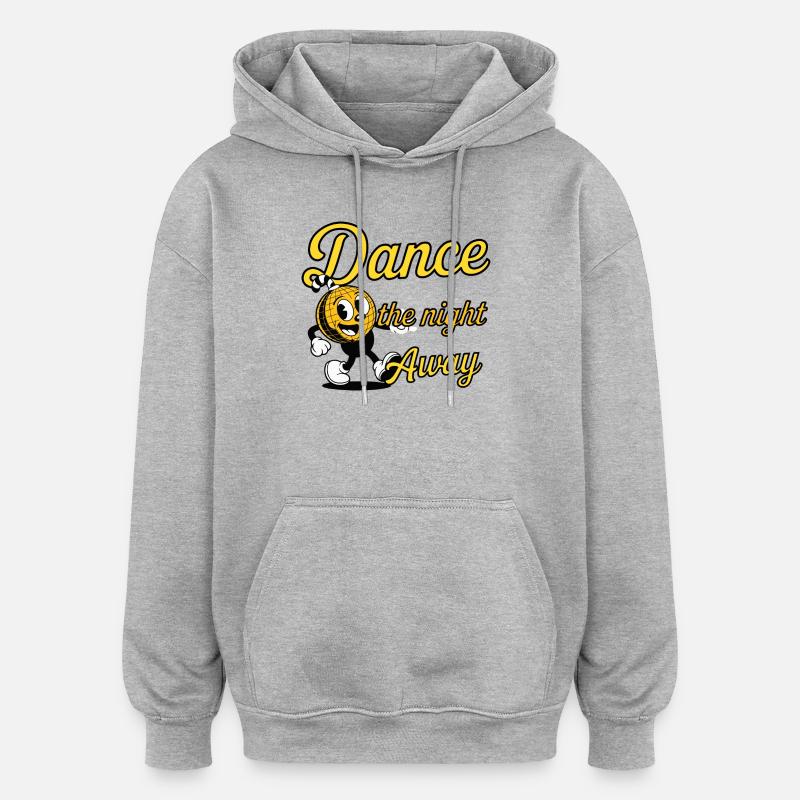 Danse Nuit Disco Dessin animé Design - Sweat à capuche oversize unisexe - gris chiné