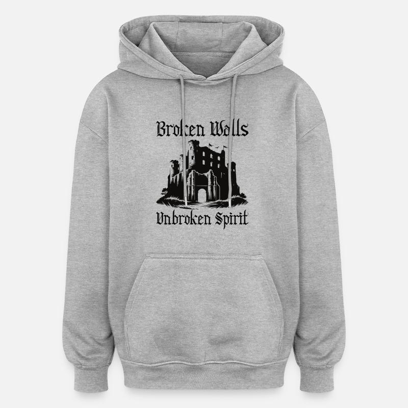 Conception des ruines – Unbroken Spirit - Sweat à capuche oversize unisexe - gris chiné