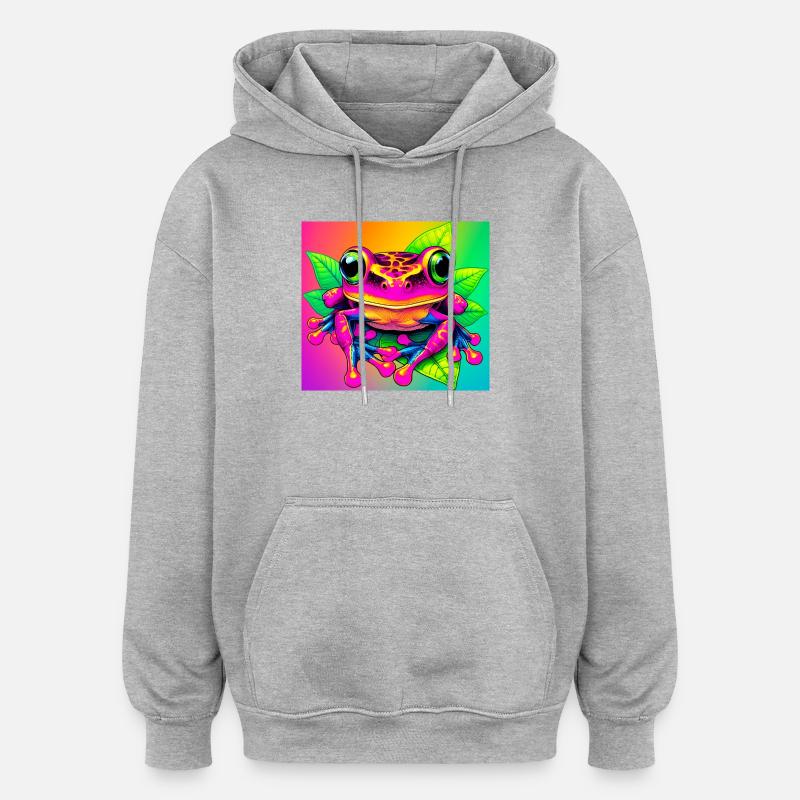 Frosch - Oversized Unisex Hoodie - Grau meliert