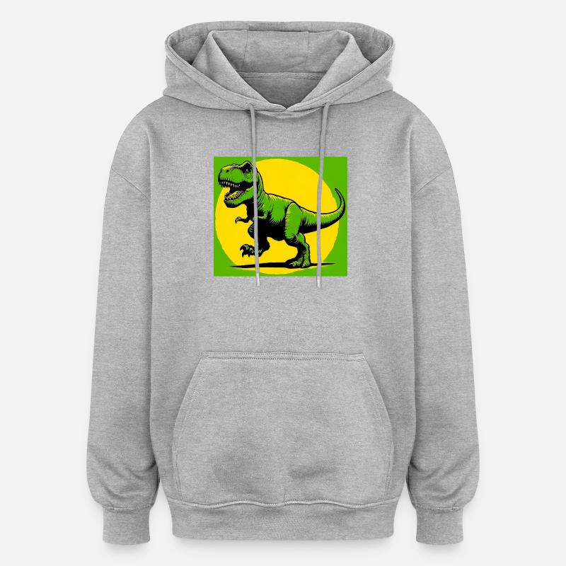 dinosaure - Sweat à capuche oversize unisexe - gris chiné