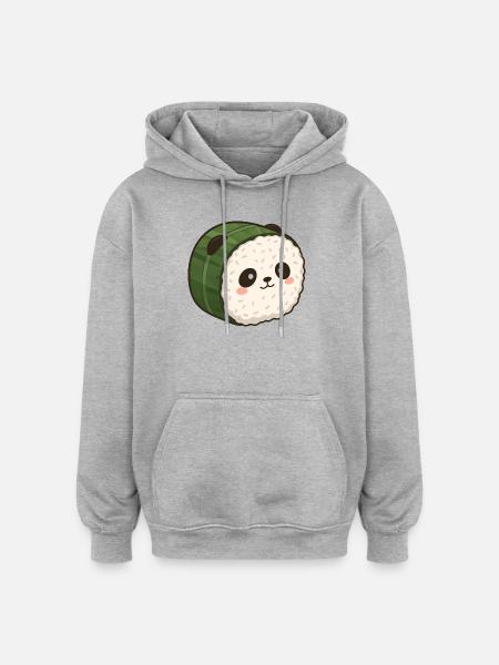Panda Sushi - Conception culinaire d’anime mignon - Sweat à capuche oversize unisexe - gris chiné