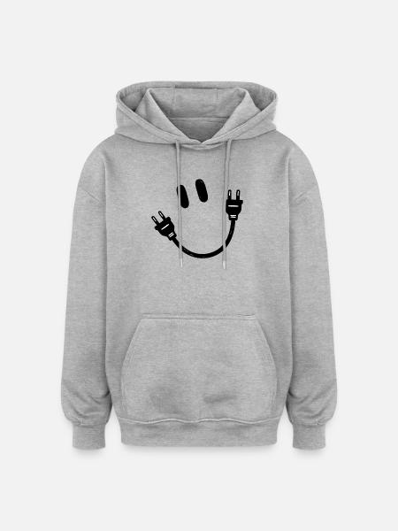 Electrician Electrical Engineer Schuko Plug Funny - Oversized Unisex Hoodie - heather grey