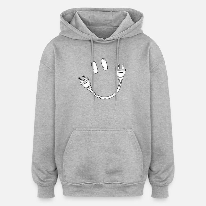 Strom Schuko Stecker Steckdose Elektrik Geschenk - Oversized Unisex Hoodie - Grau meliert