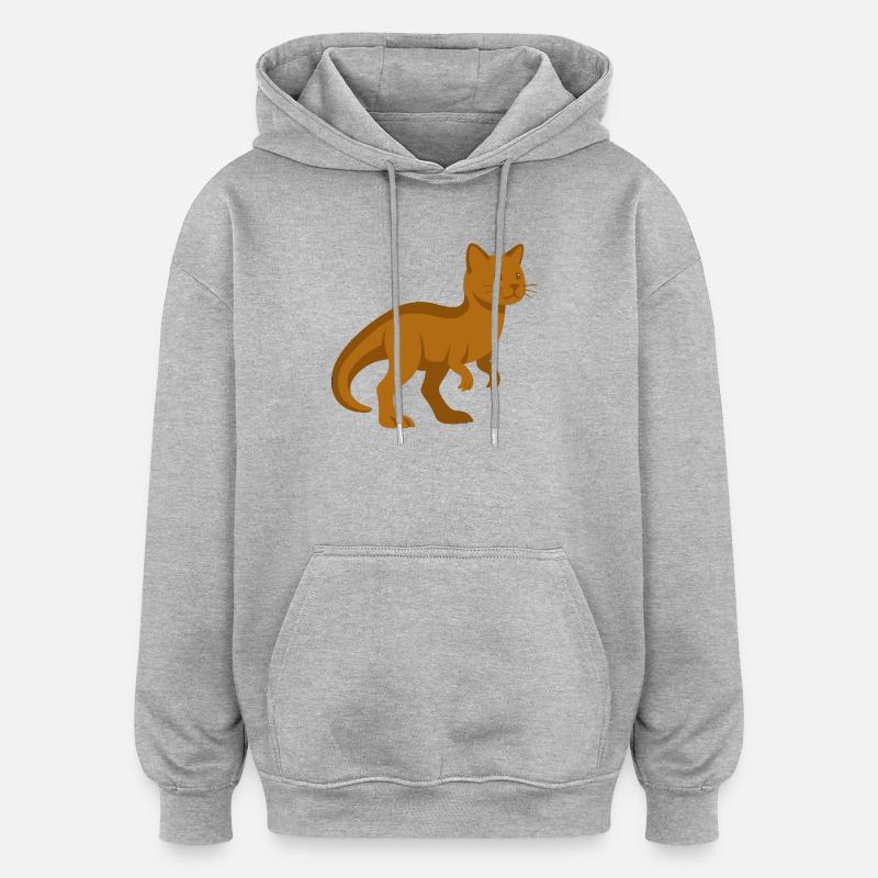 Dinosaure Trex Chat - Sweat à capuche oversize unisexe - gris chiné
