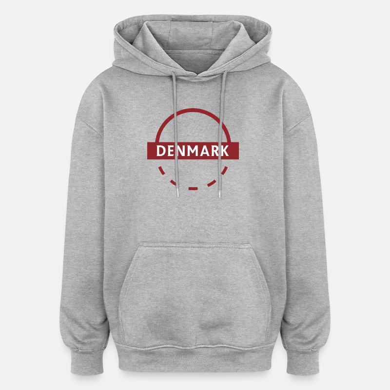 L’emblème du Danemark en demi-cercle - Sweat à capuche oversize unisexe - gris chiné