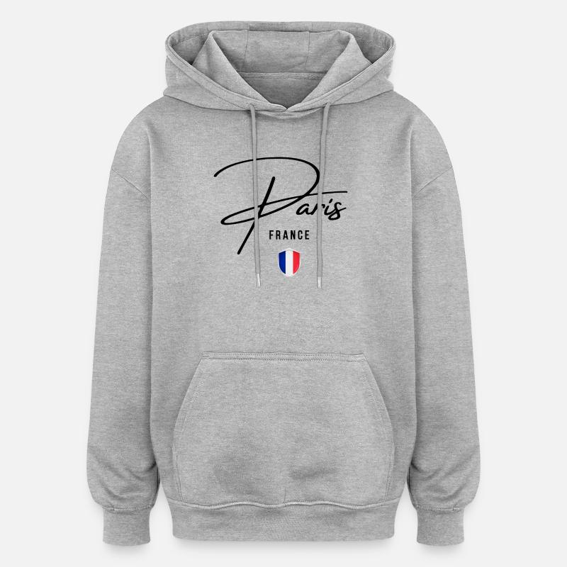 Style élégant Paris, fierté française - Sweat à capuche oversize unisexe - gris chiné