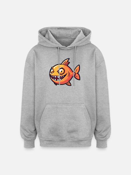 Piranha Fish Halloween Zombie - Oversized Unisex Hoodie - heather grey