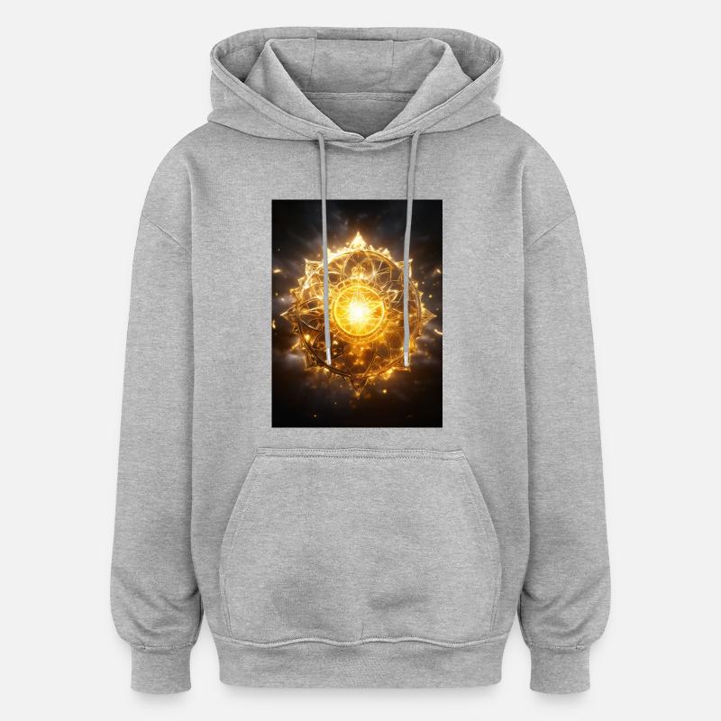 Chakra du plexus solaire – Manipura : le feu intérieur - Sweat à capuche oversize unisexe - gris chiné