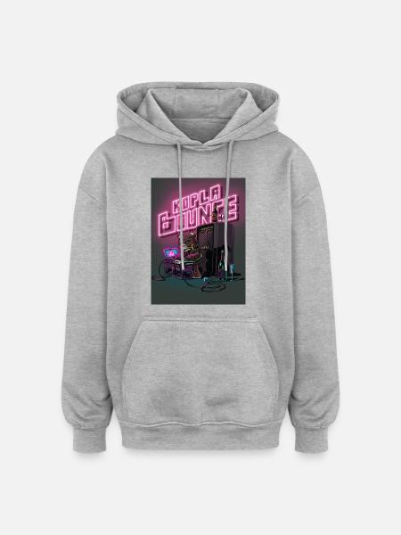 Bear Neon DJ Night - Oversized Unisex Hoodie - heather grey