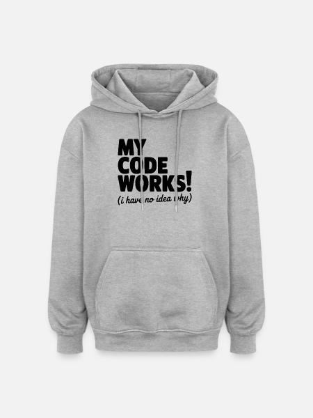 Min kode virker! (Jeg aner ikke hvorfor) - Oversize unisex hoodie - grå meleret