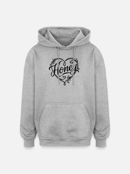 Calligraphy Design Honey Tattoo style - Oversized Unisex Hoodie - heather grey
