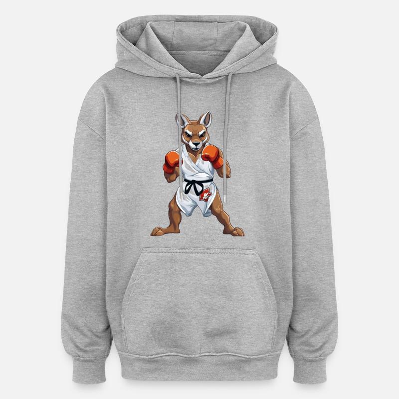 Känguru Karate Kämpfer - Oversized Unisex Hoodie - Grau meliert