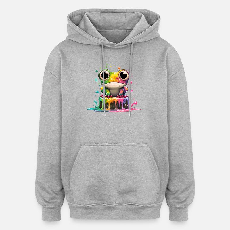 Rainbow Frog Kitchen Magic - Oversized Unisex Hoodie - heather grey