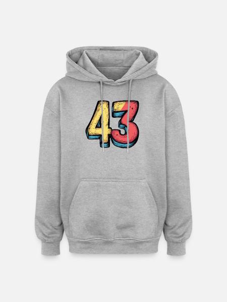 43 Zahl Bunt - Oversized Unisex Hoodie - Grau meliert