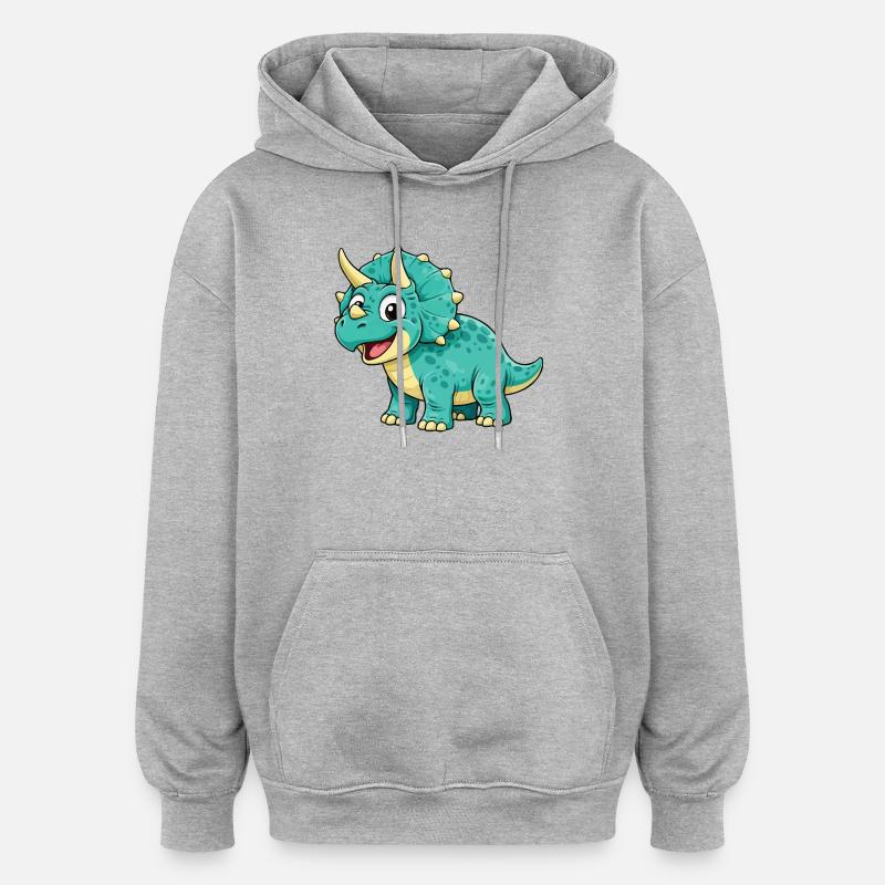 Triceratops Dino Comic - Sweat à capuche oversize unisexe - gris chiné