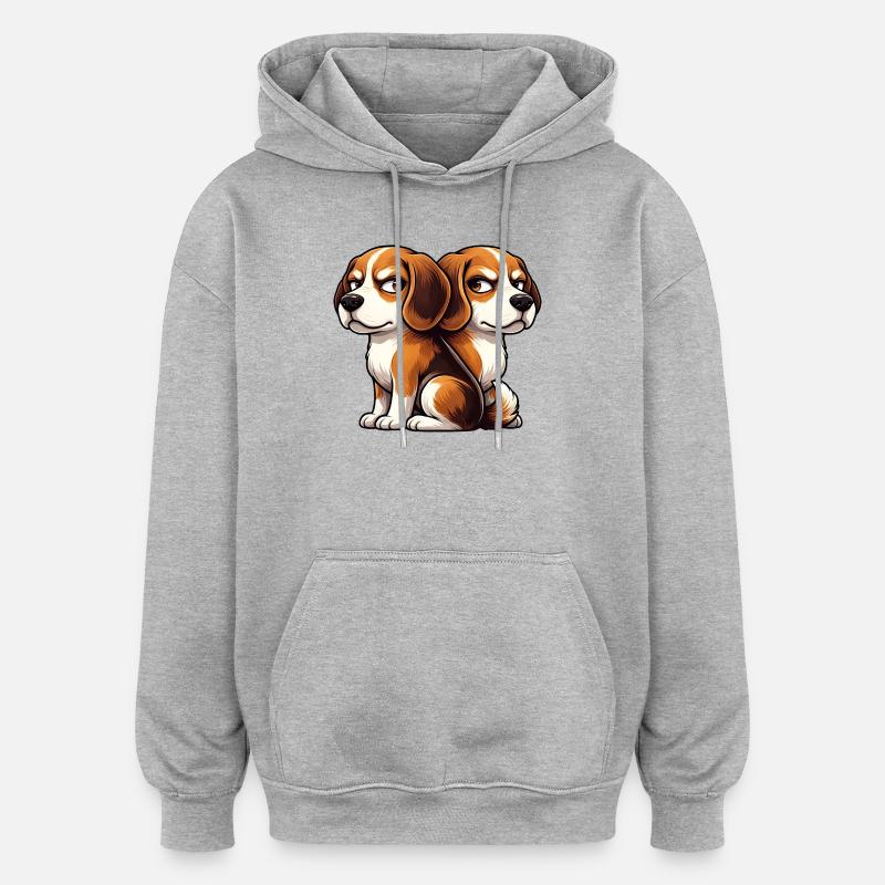 Amici Amici Gemelli Amici Cartoon Beagle Carini - Felpa con cappuccio unisex oversize - grigio melange