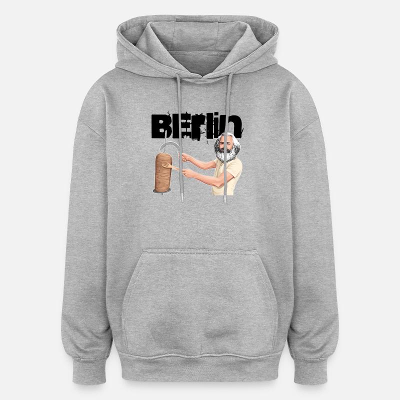 Berlin Döner Marx - Sweat à capuche oversize unisexe - gris chiné