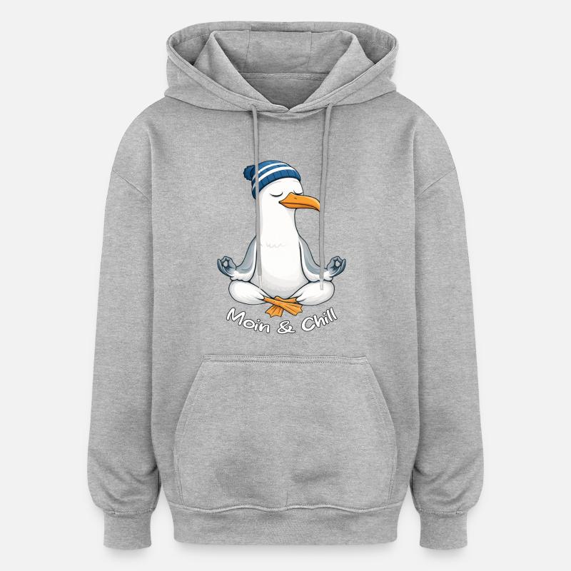 Moin & Chill par MEERchandise - Sweat à capuche oversize unisexe - gris chiné