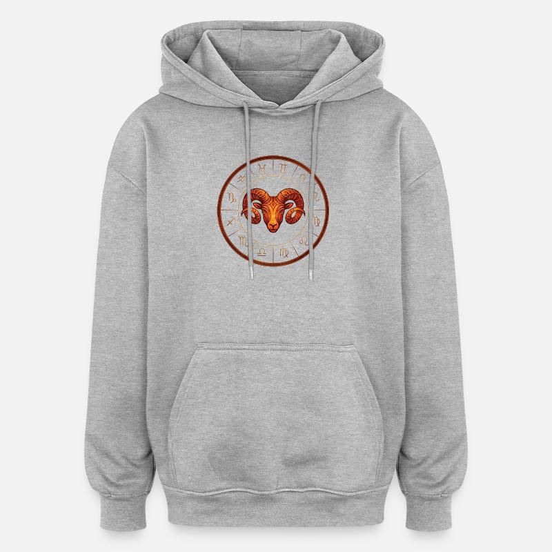 Bélier - Sweat à capuche oversize unisexe - gris chiné