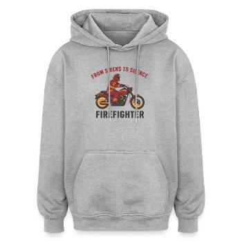 Feuerwehrmann-Biker-Abzeichen Schablone Kunst - Oversized Unisex Hoodie - Grau meliert - Vorne - Noah (186cm)
