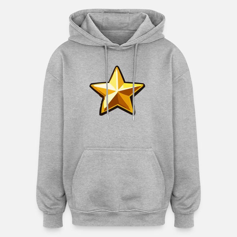 Étoile - Sweat à capuche oversize unisexe - gris chiné