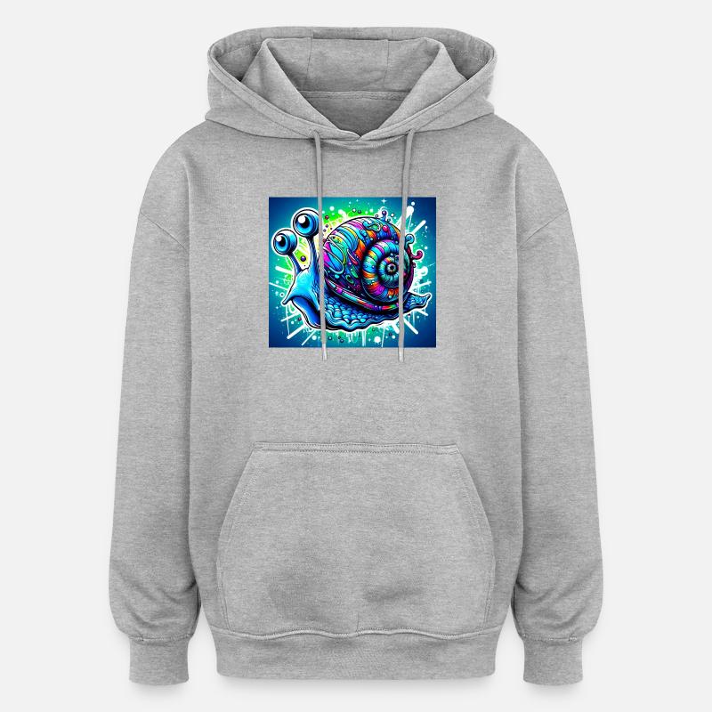 Schnecke - Oversized Unisex Hoodie - Grau meliert