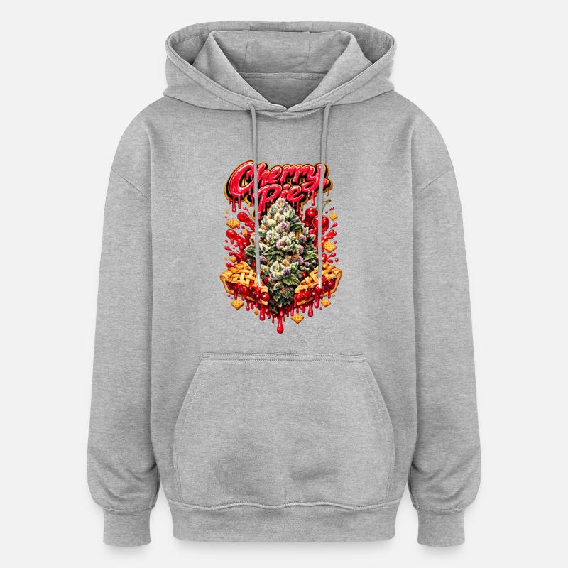 Cherry Pie Graffiti Print - Oversized Unisex Hoodie - heather grey