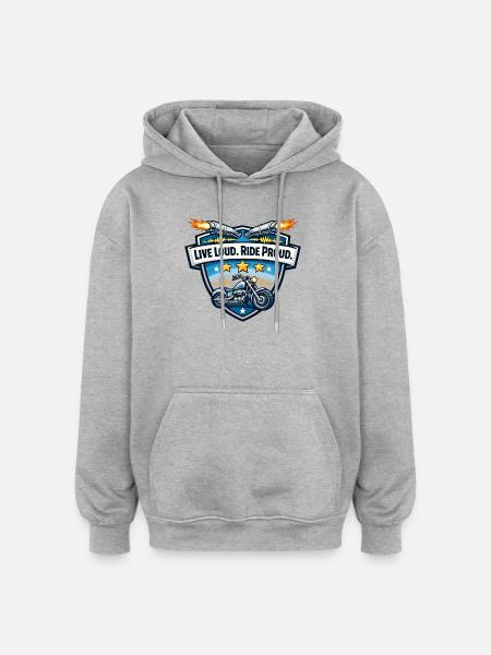 Lebe Laut. Fahr Stolz. - Oversized Unisex Hoodie - Grau meliert