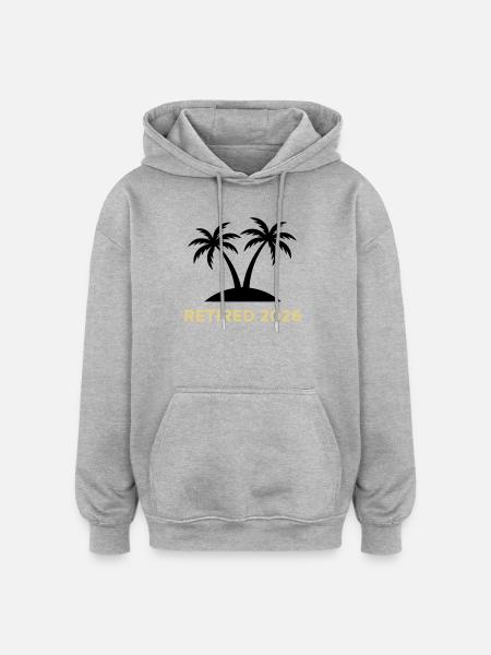 Retired 2026 Pension Palm Trees Logo - Oversized Unisex Hoodie - heather grey