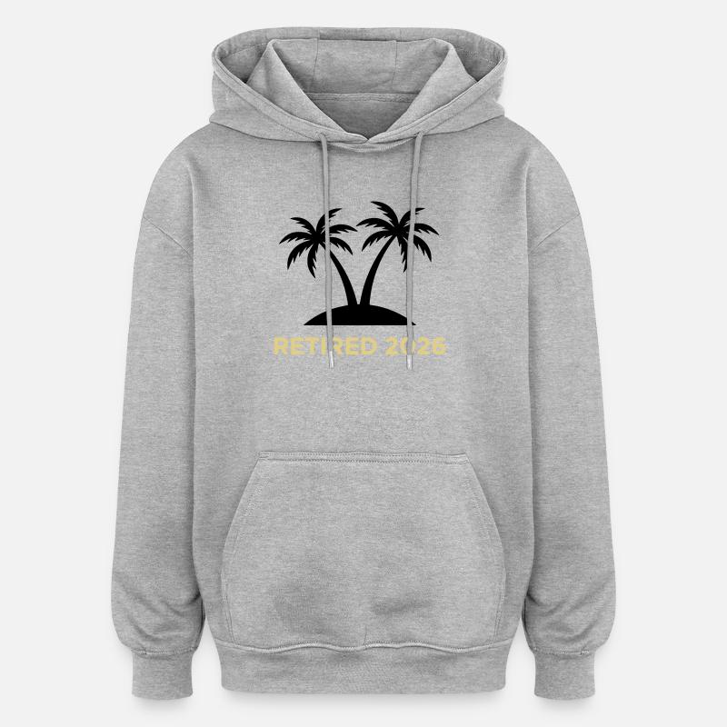 Retired 2026 Rente Palmen Logo - Oversized Unisex Hoodie - Grau meliert