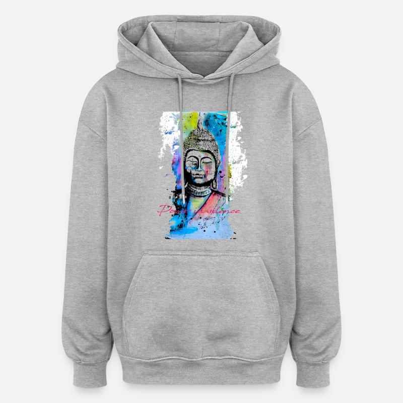 Puissance silencieuse du Bouddha - Sweat à capuche oversize unisexe - gris chiné