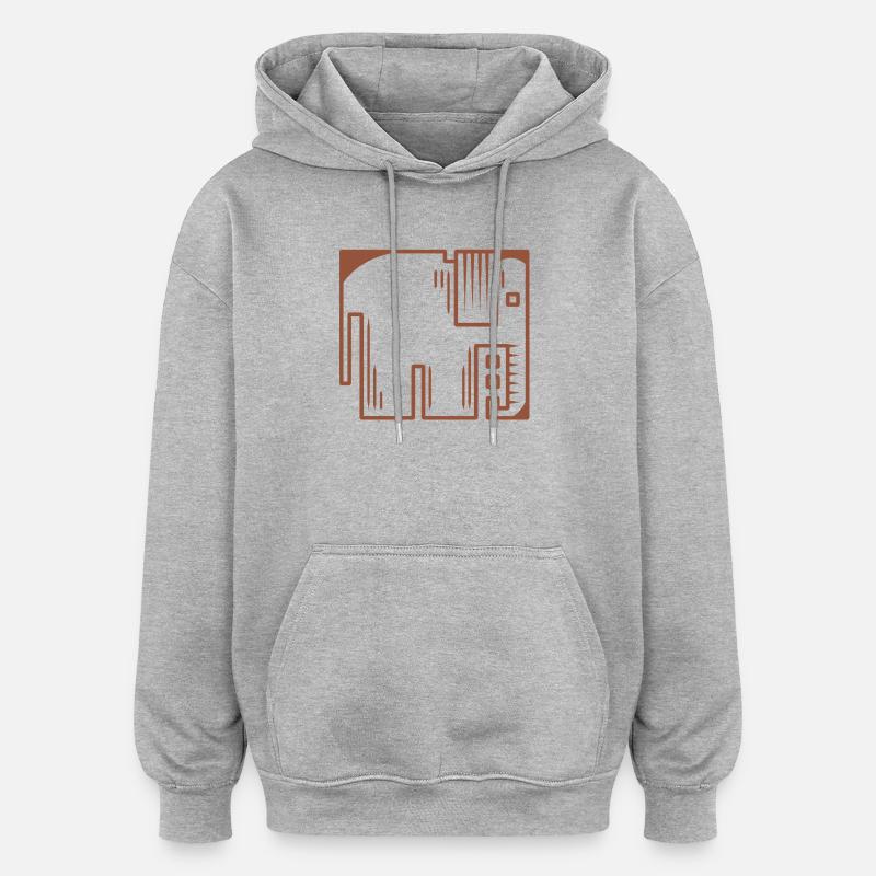 Elefant - Oversized Unisex Hoodie - Grau meliert