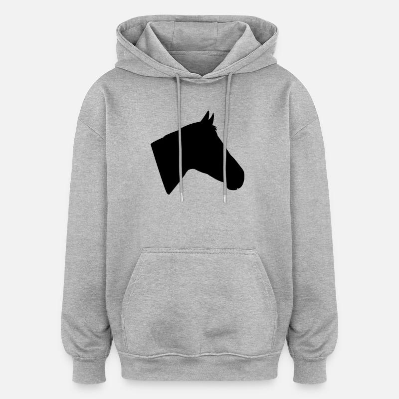 Pferdekopf - Oversized Unisex Hoodie - Grau meliert