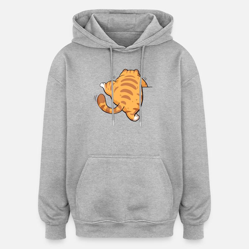 Back view tabby kitten - Oversized Unisex Hoodie - heather grey