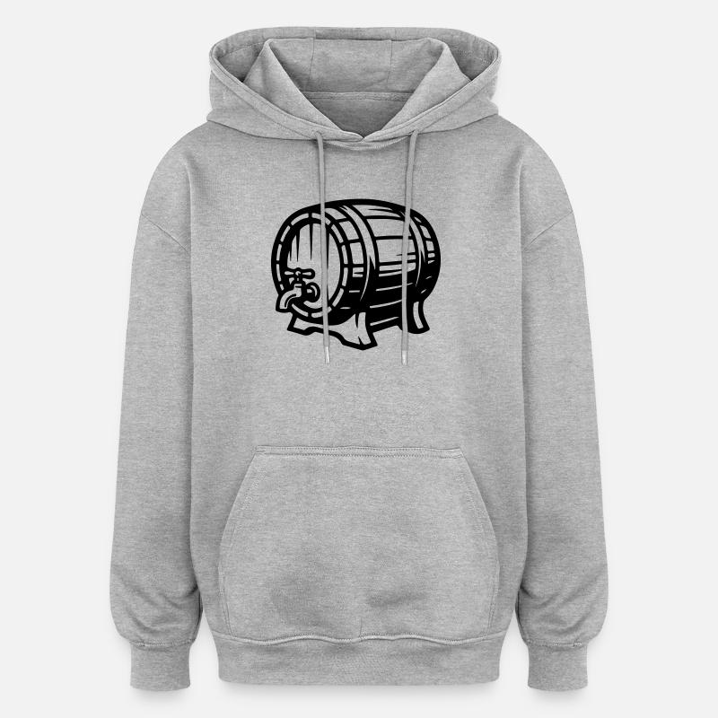 Bière symbole de fût de bière - Sweat à capuche oversize unisexe - gris chiné