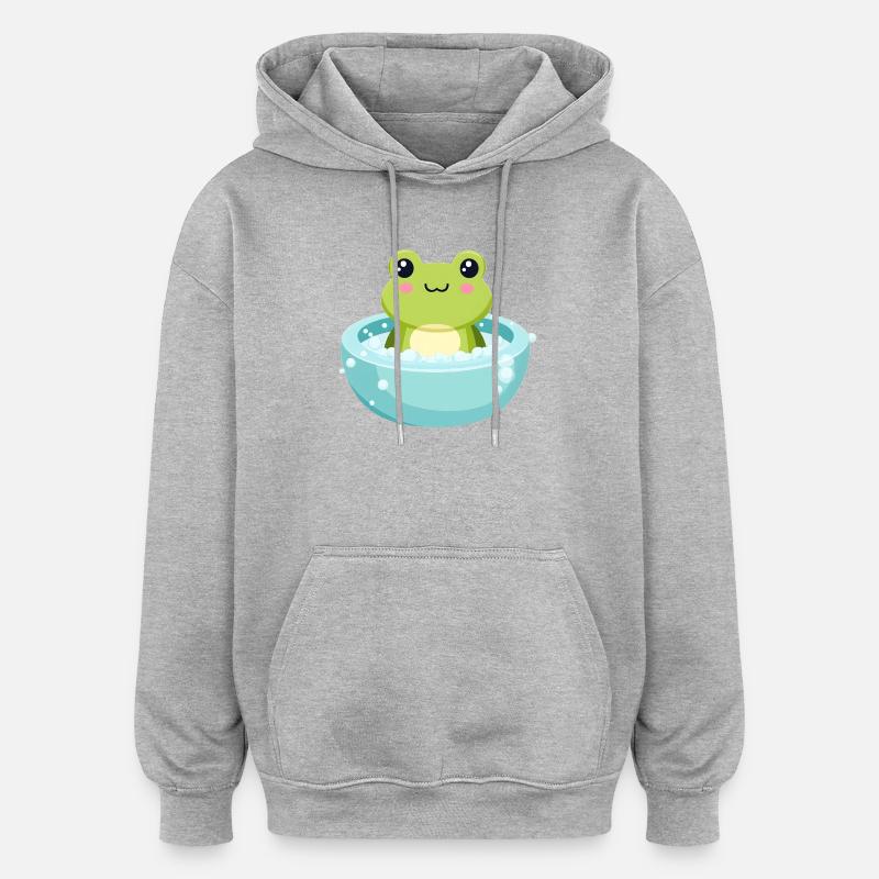 Grenouille dans un bain moussant - Sweat à capuche oversize unisexe - gris chiné