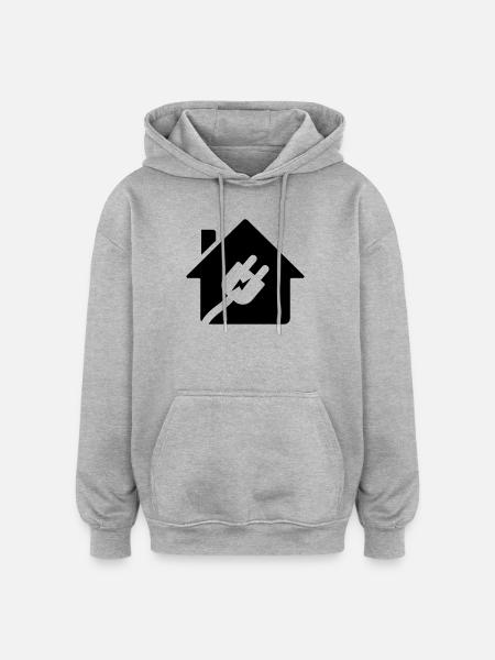 Electrician House Plug Logo - Oversized Unisex Hoodie - heather grey
