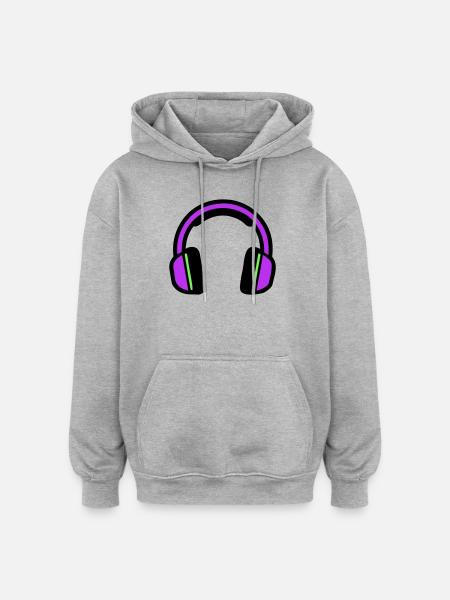 Silhouette musicale des écouteurs - Sweat à capuche oversize unisexe - gris chiné
