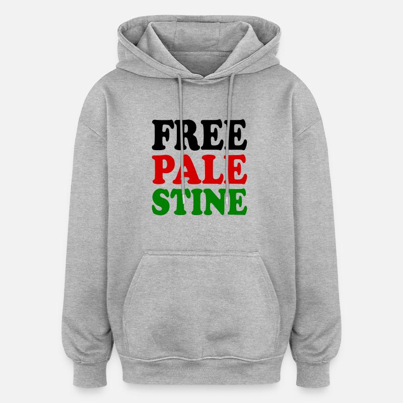 Free palestine - Sweat à capuche oversize unisexe - gris chiné
