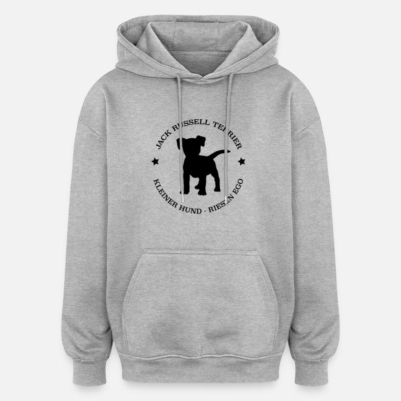 Jack Russell Terrier - Sweat à capuche oversize unisexe - gris chiné