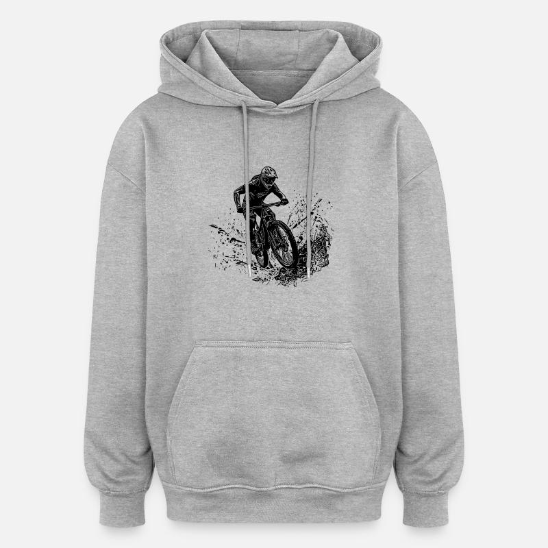 Mountain Biker Mud Splash Downhill - Oversized Unisex Hoodie - heather grey