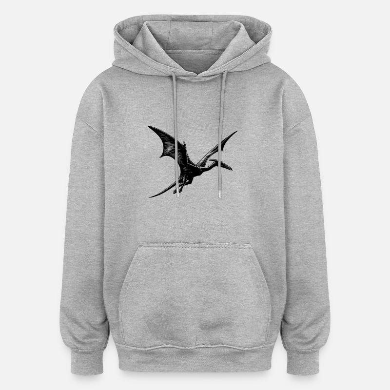 Ptérosaure Dino Ptéranodon Dinosaure volant - Sweat à capuche oversize unisexe - gris chiné