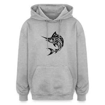 Schneller Segelfisch - Eleganter Schwertfisch - Oversized Unisex Hoodie - Grau meliert - Vorne - Noah (186cm)